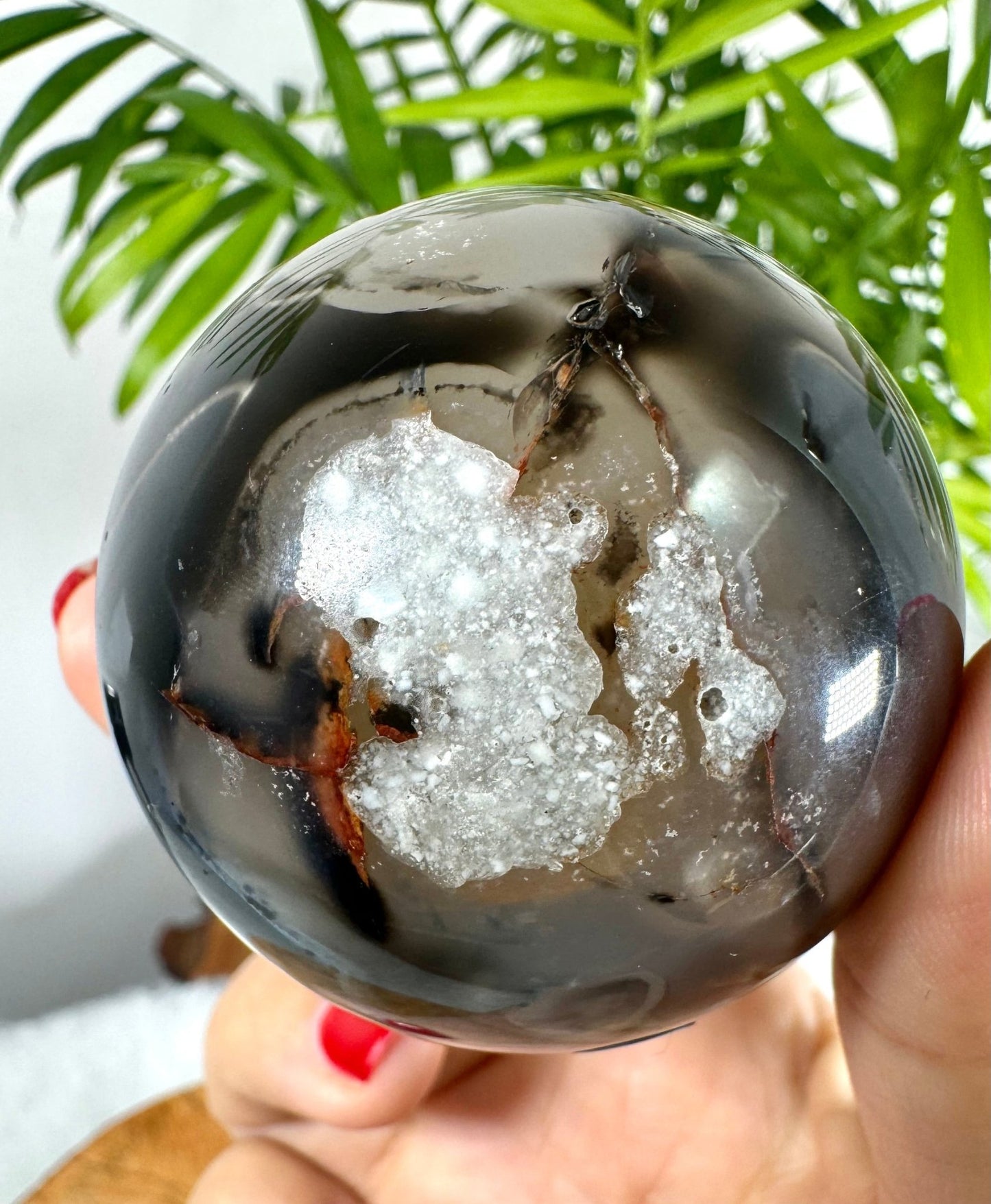 Black Agate Sphere | 230g - The Crystal Valley