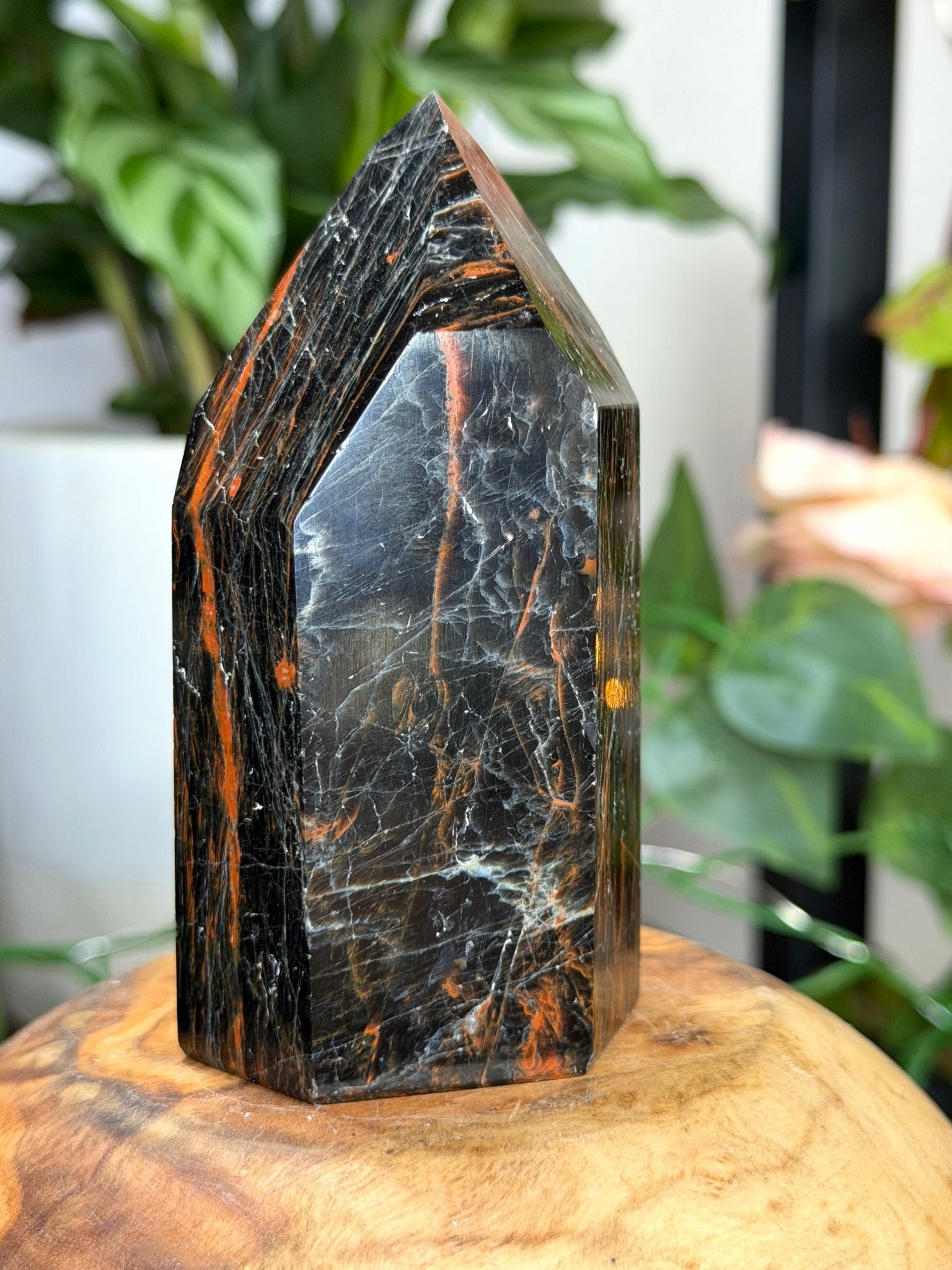 Black Tourmaline Tower with Hematite | 212g - The Crystal Valley