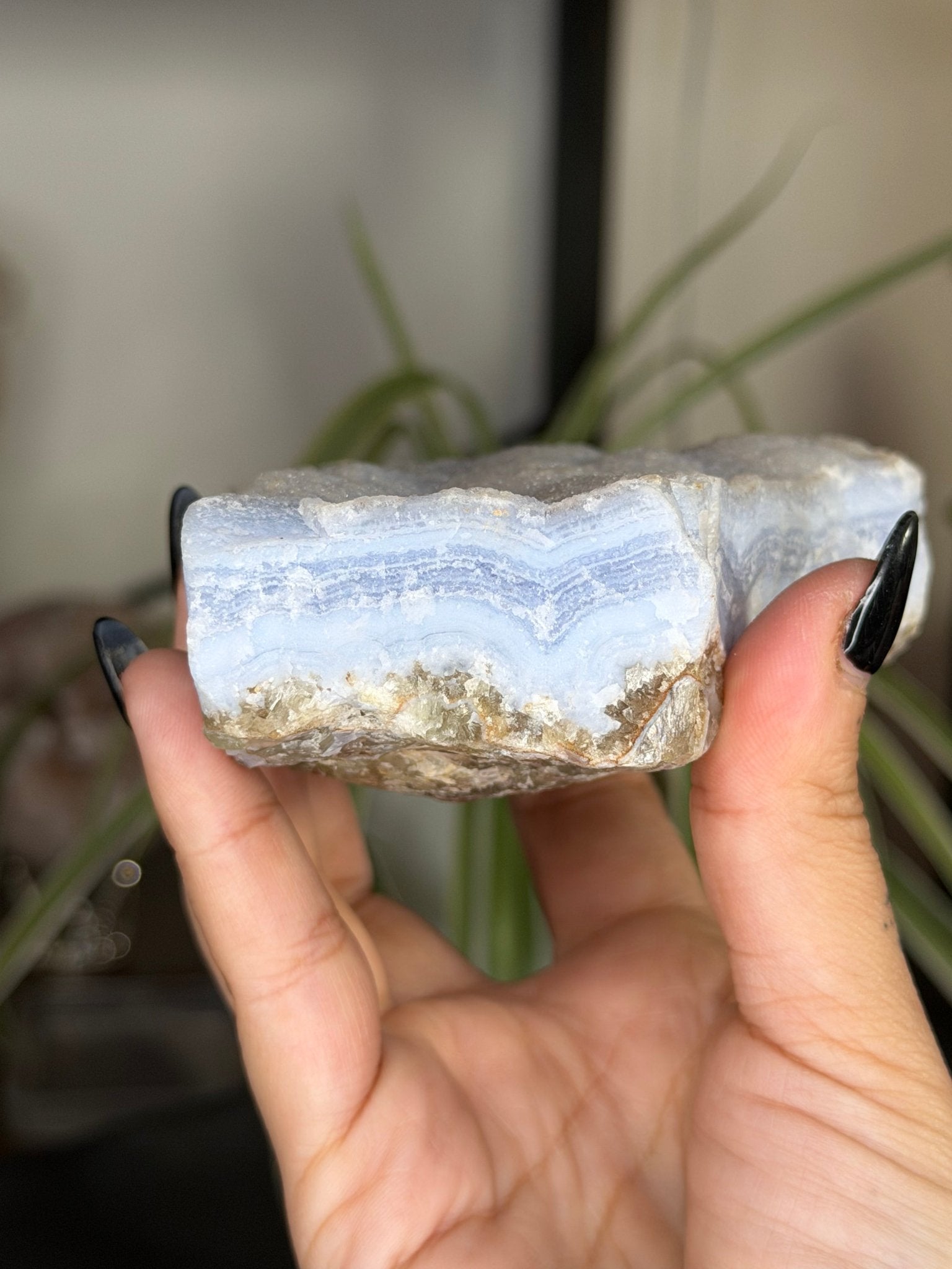 Blue Lace Specimen with Mica | 361g - The Crystal Valley