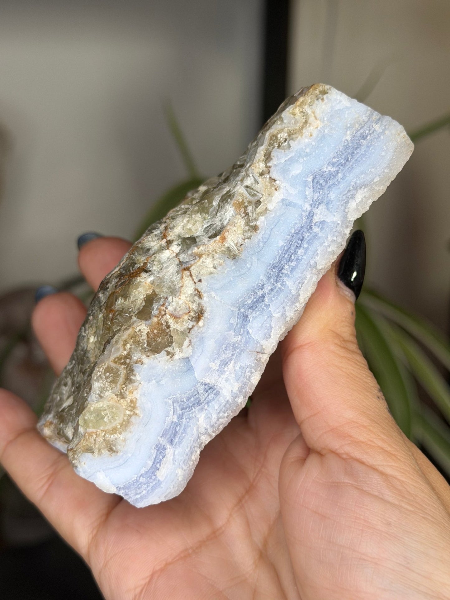 Blue Lace Specimen with Mica | 361g - The Crystal Valley
