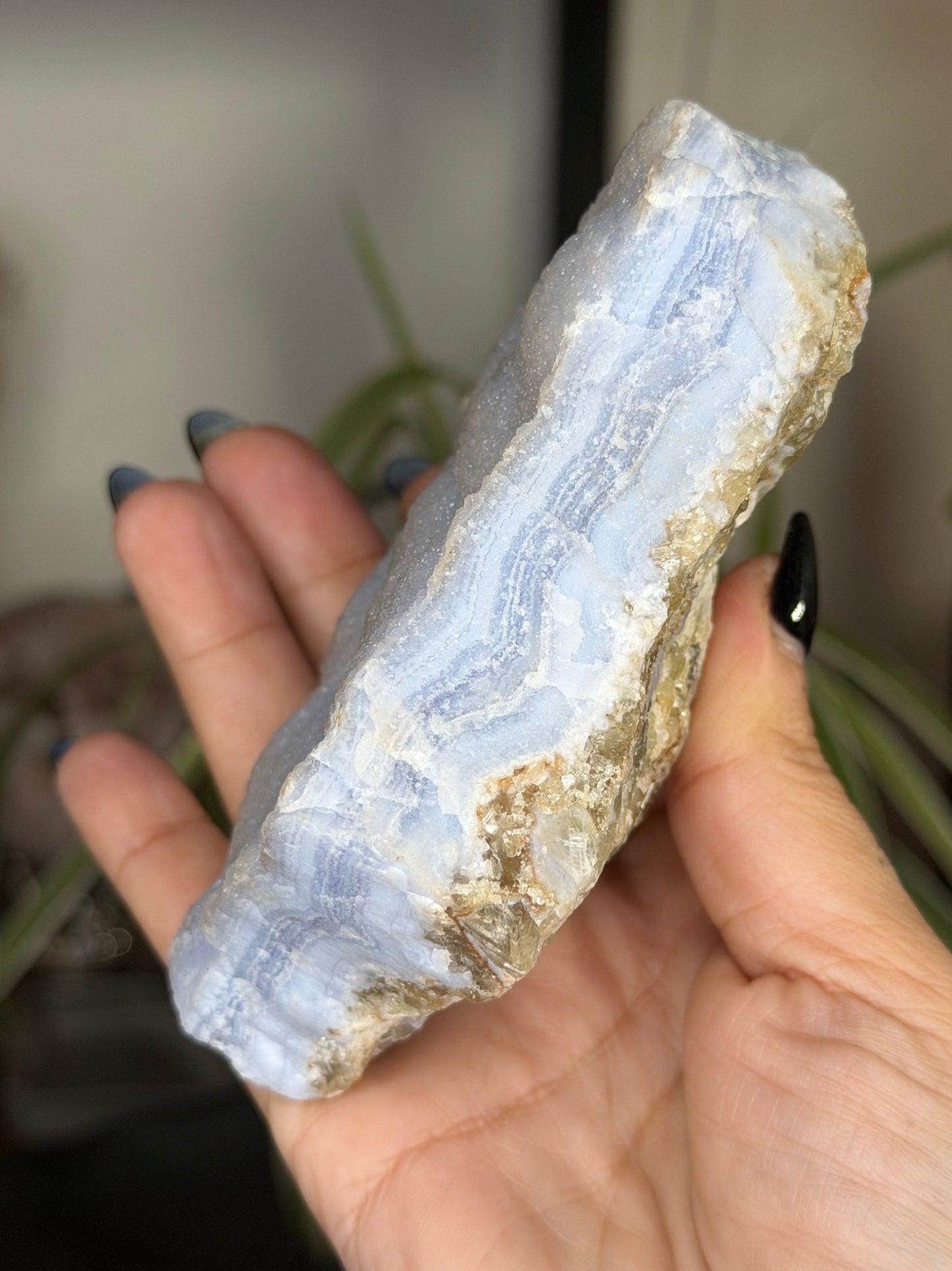 Blue Lace Specimen with Mica | 361g - The Crystal Valley