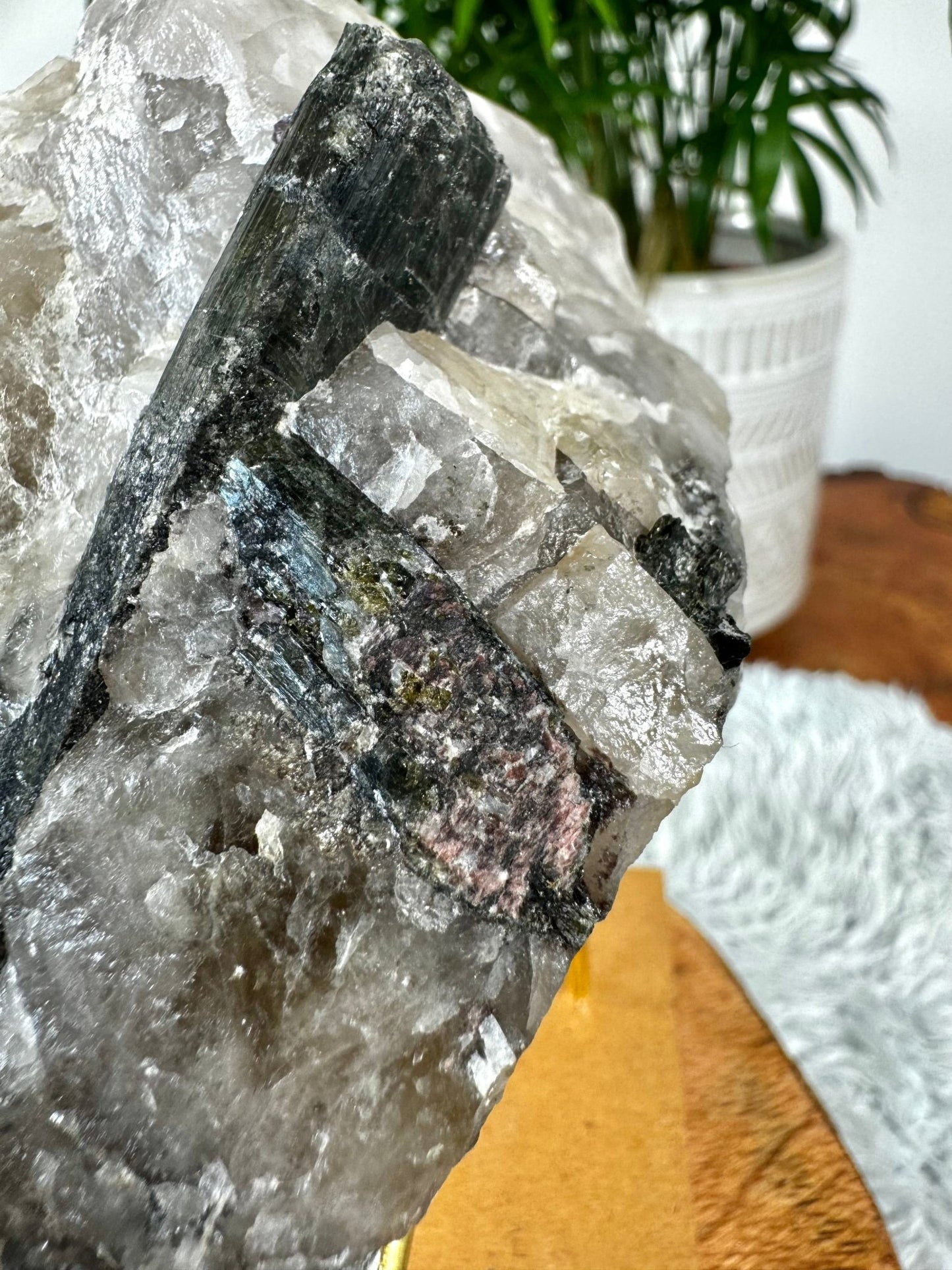Collector's Item - Natural Green & Pink Tourmaline on Citrine, Smokey & Quartz with Lepidolite & Mica | 478g - The Crystal Valley