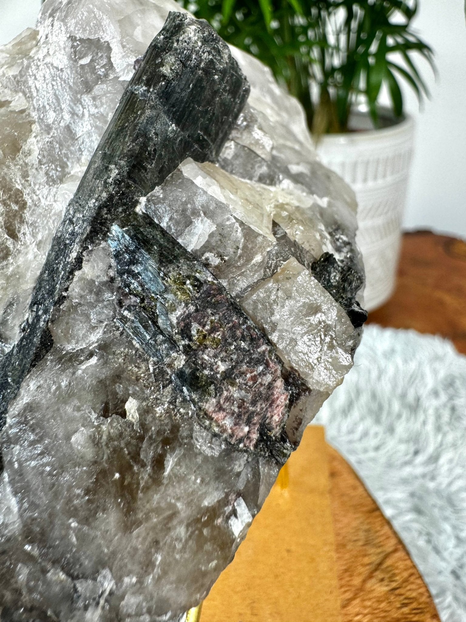 Collector's Item - Natural Green & Pink Tourmaline on Citrine, Smokey & Quartz with Lepidolite & Mica | 478g - The Crystal Valley