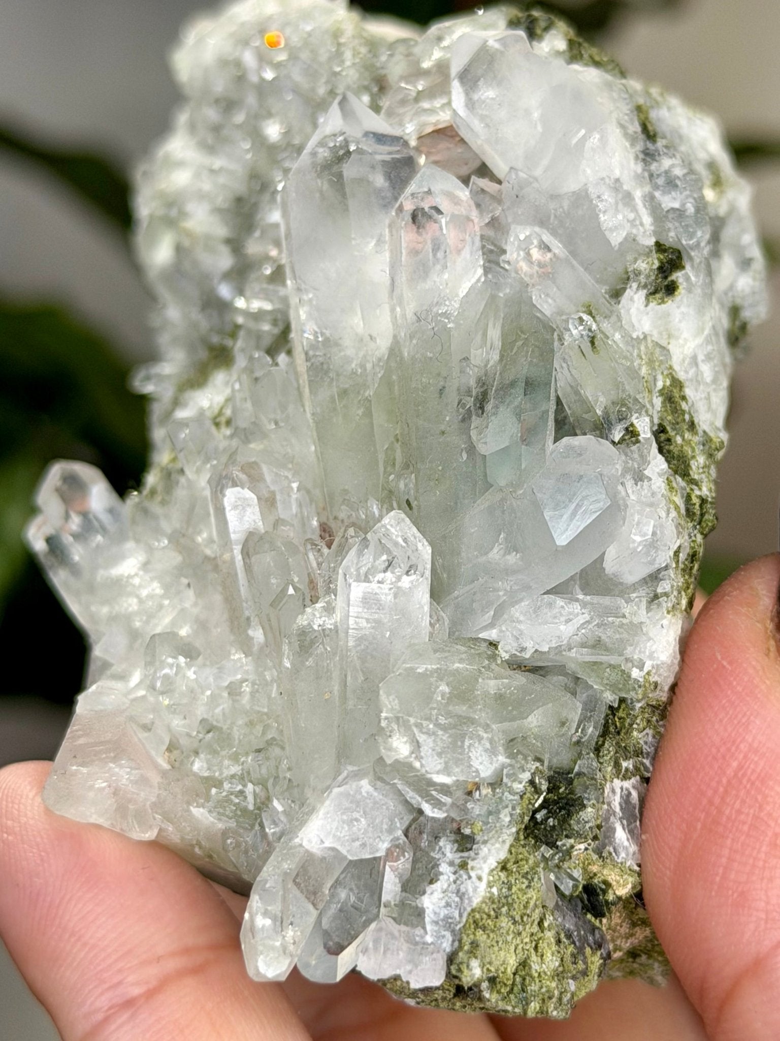 Epidote in Quartz | 247g - The Crystal Valley
