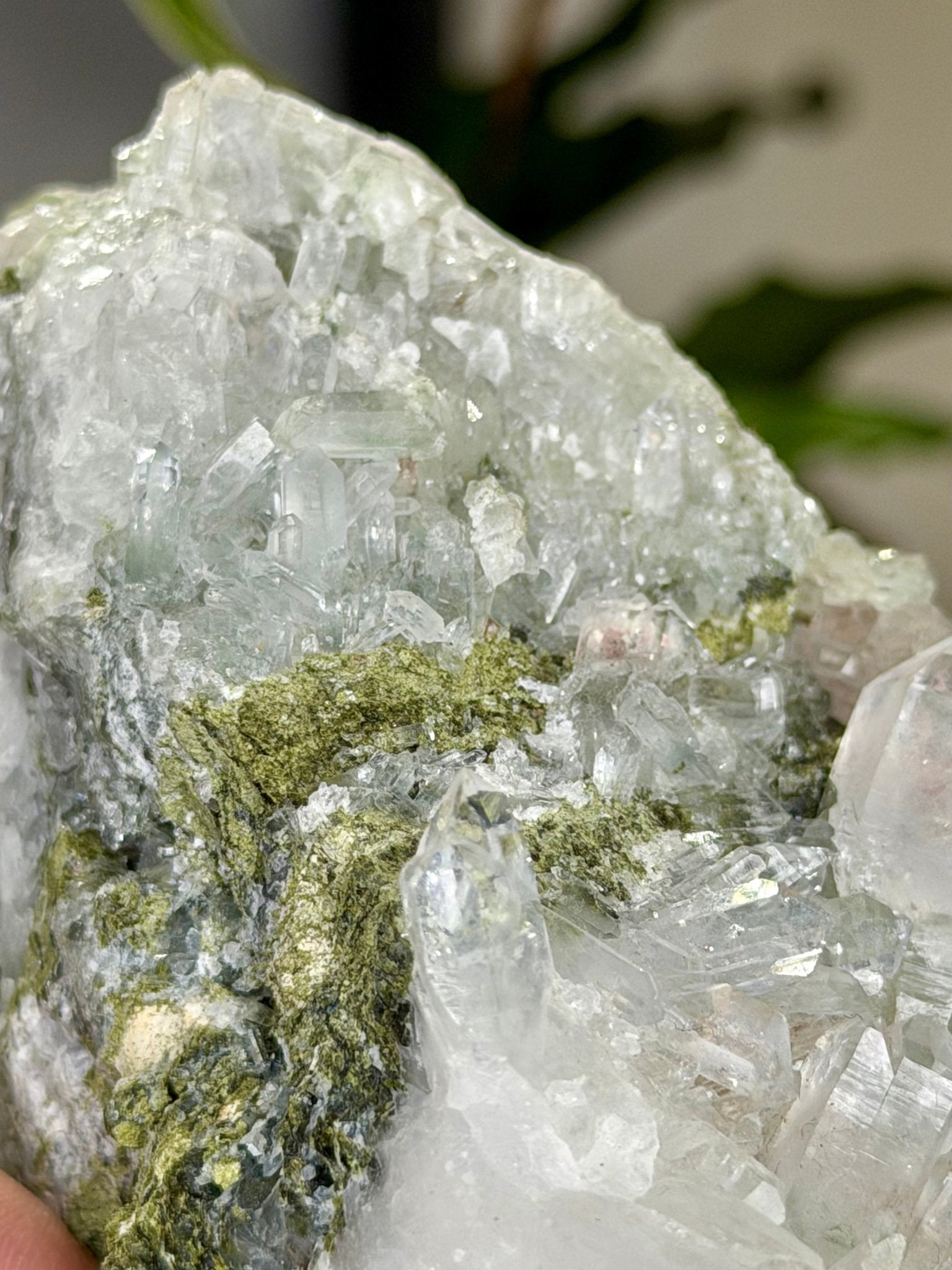 Epidote in Quartz | 247g - The Crystal Valley
