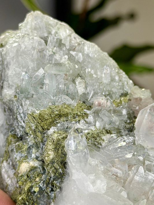 Epidote in Quartz | 247g - The Crystal Valley
