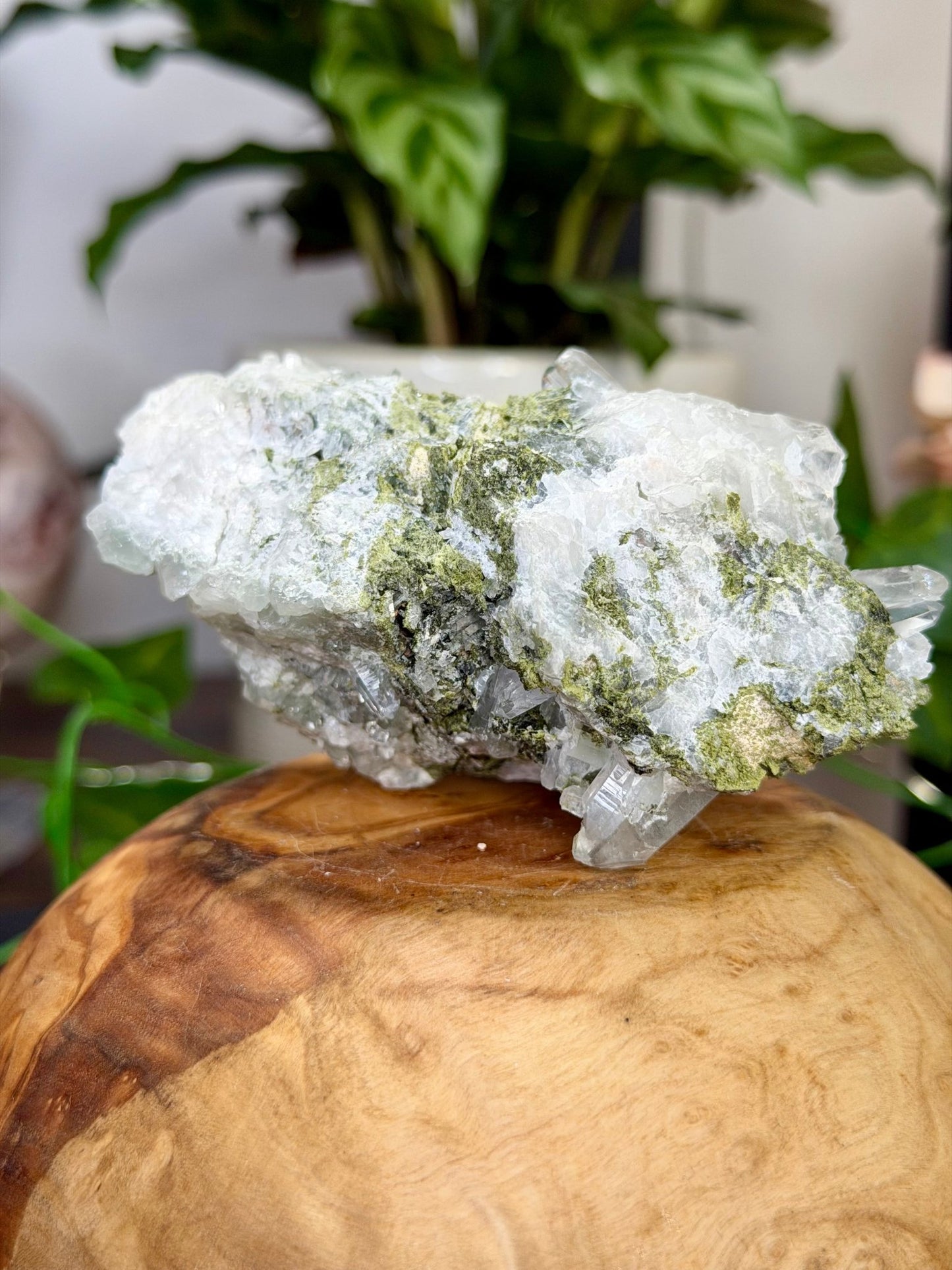 Epidote in Quartz | 247g - The Crystal Valley