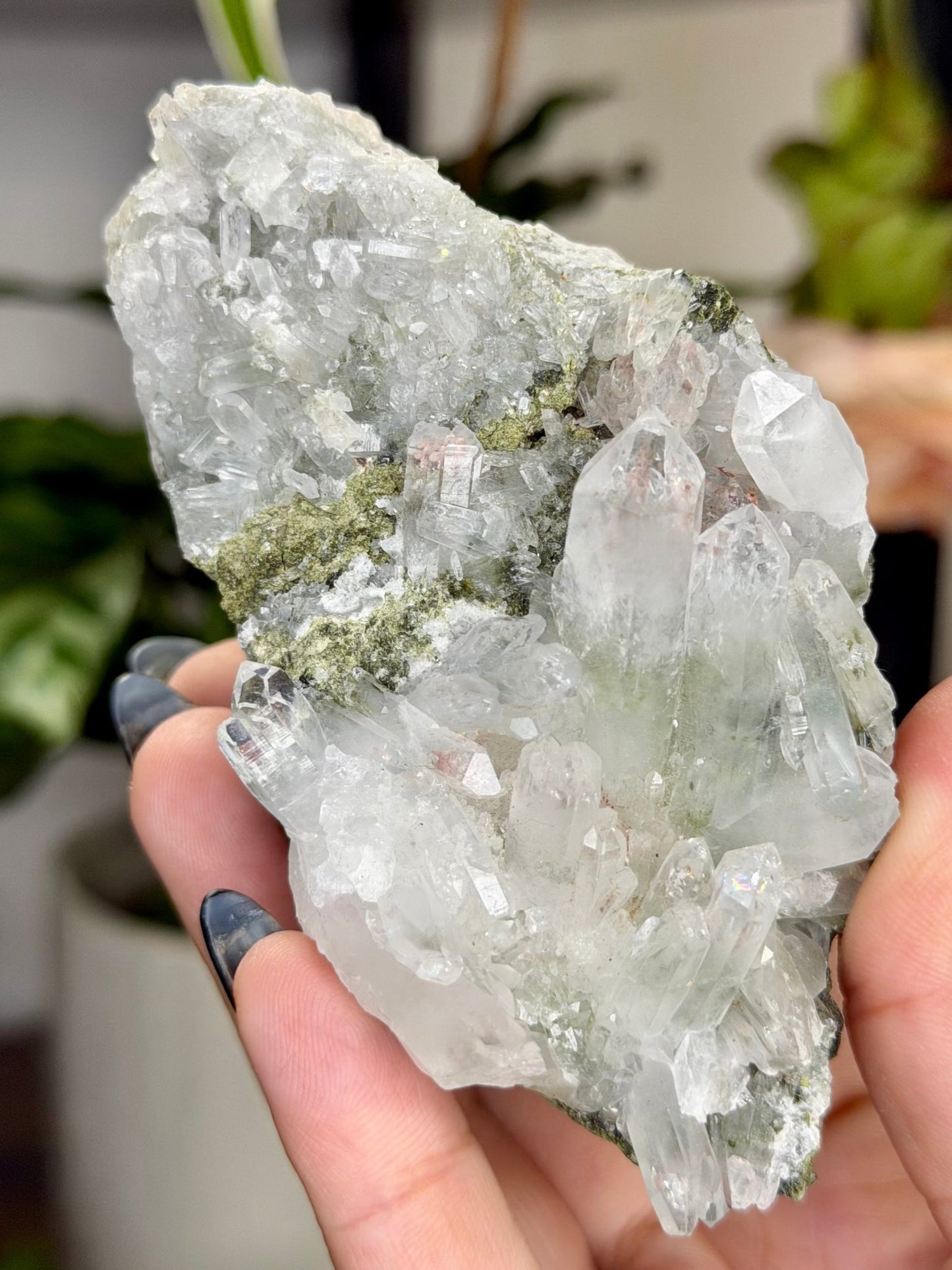 Epidote in Quartz | 247g - The Crystal Valley
