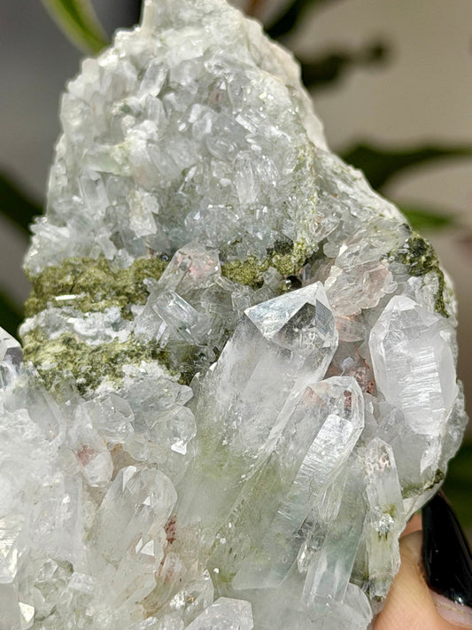 Epidote in Quartz | 247g - The Crystal Valley