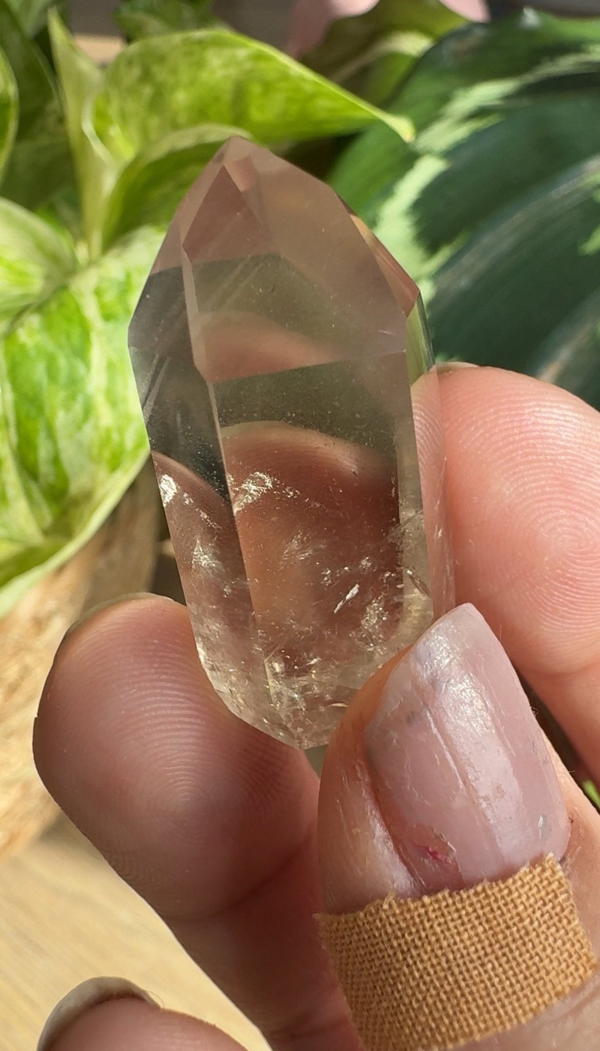 Mini Natural Brazilian Champagne Citrine Tower with Phantom | 3.5cm - The Crystal Valley