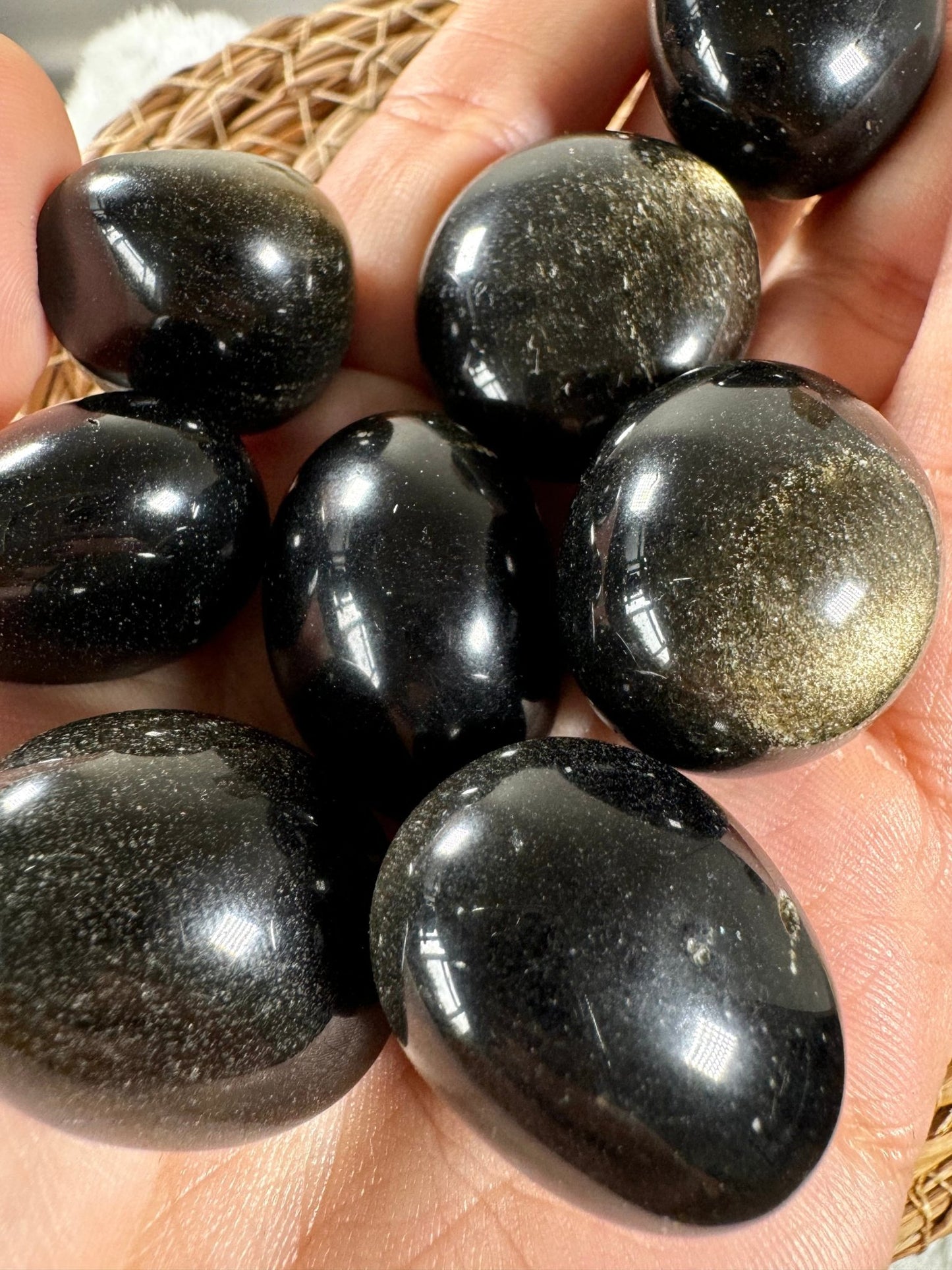 Obisidian with Gold Sheen Tumbles | Medium - Intuitively Chosen - The Crystal Valley