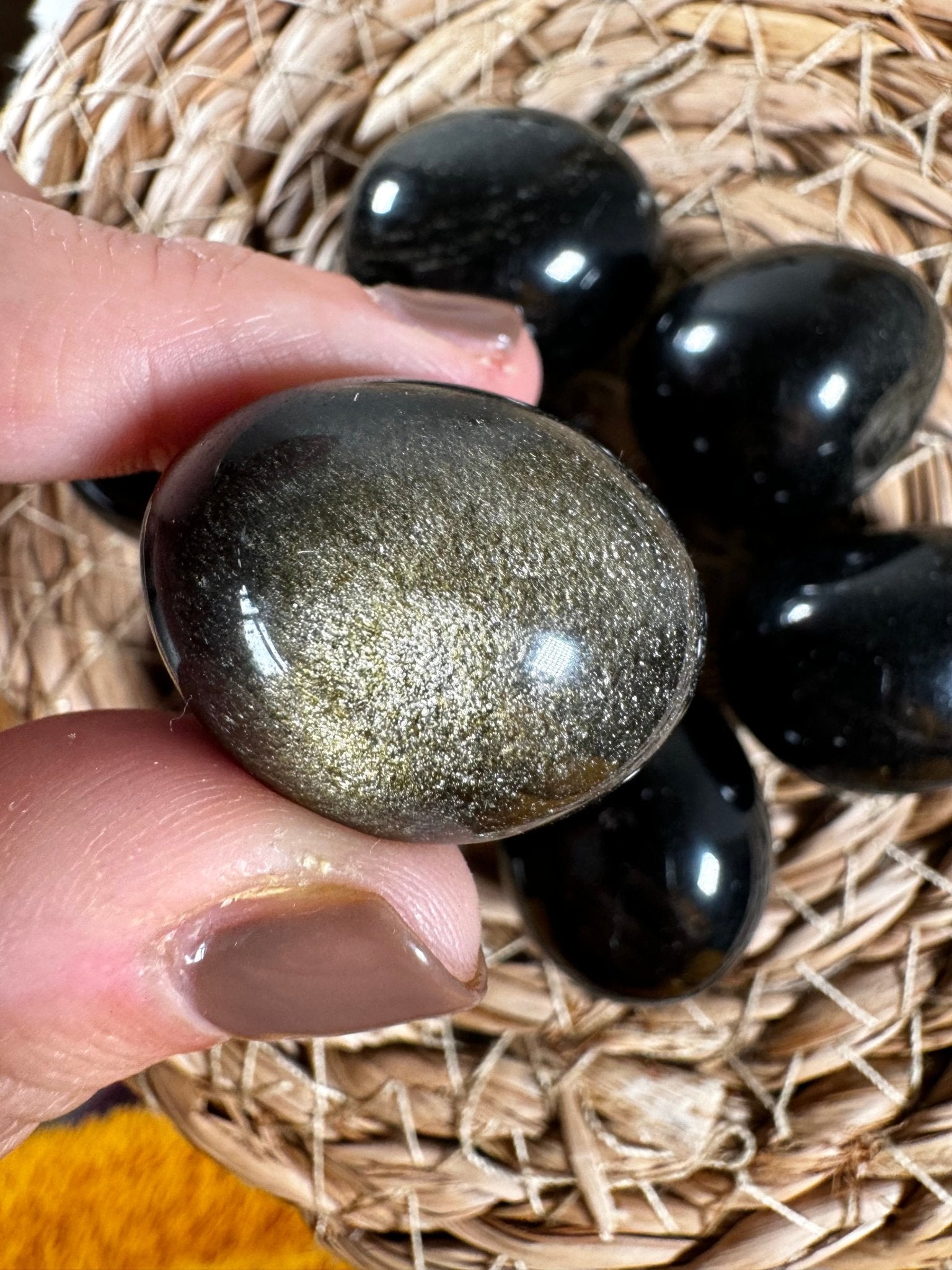 Obisidian with Gold Sheen Tumbles | Medium - Intuitively Chosen - The Crystal Valley