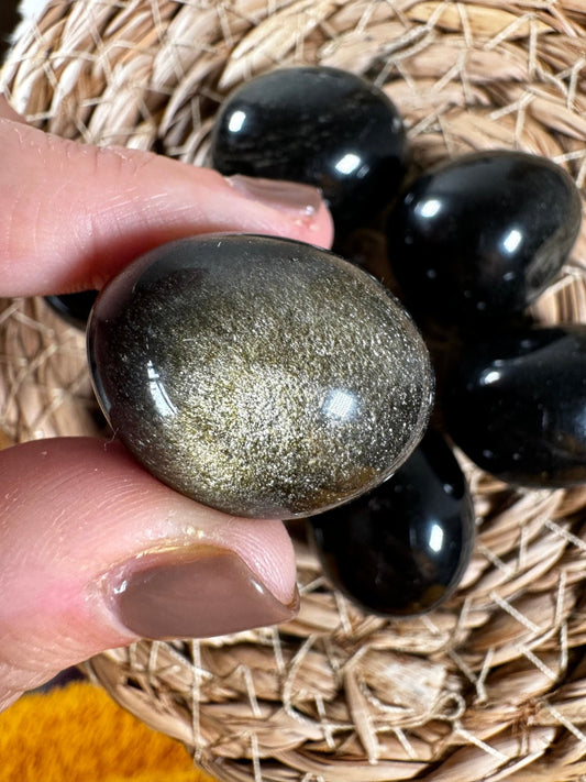 Obisidian with Gold Sheen Tumbles | Medium - Intuitively Chosen - The Crystal Valley