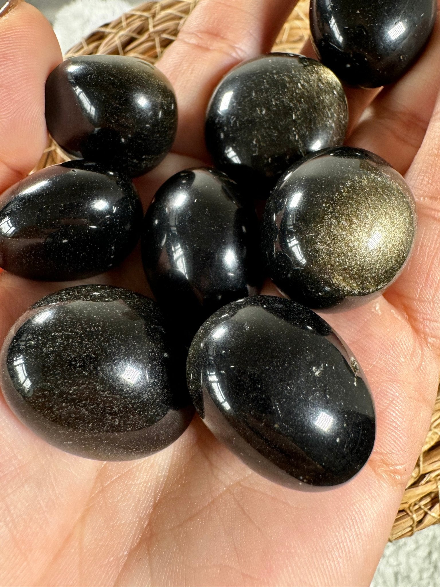 Obisidian with Gold Sheen Tumbles | Medium - Intuitively Chosen - The Crystal Valley
