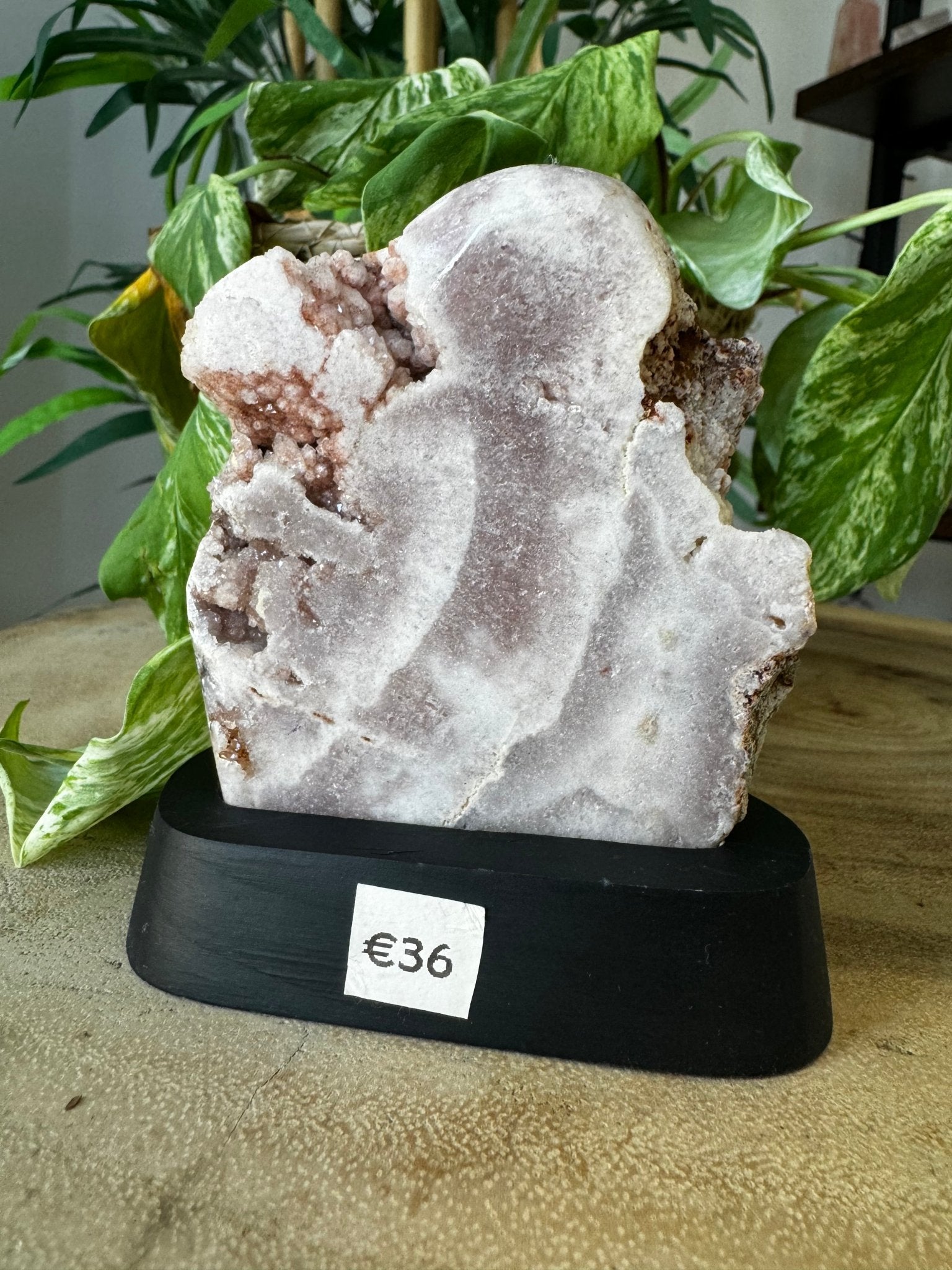 Pink Amethyst Slab on Wood Stand | 186g - The Crystal Valley