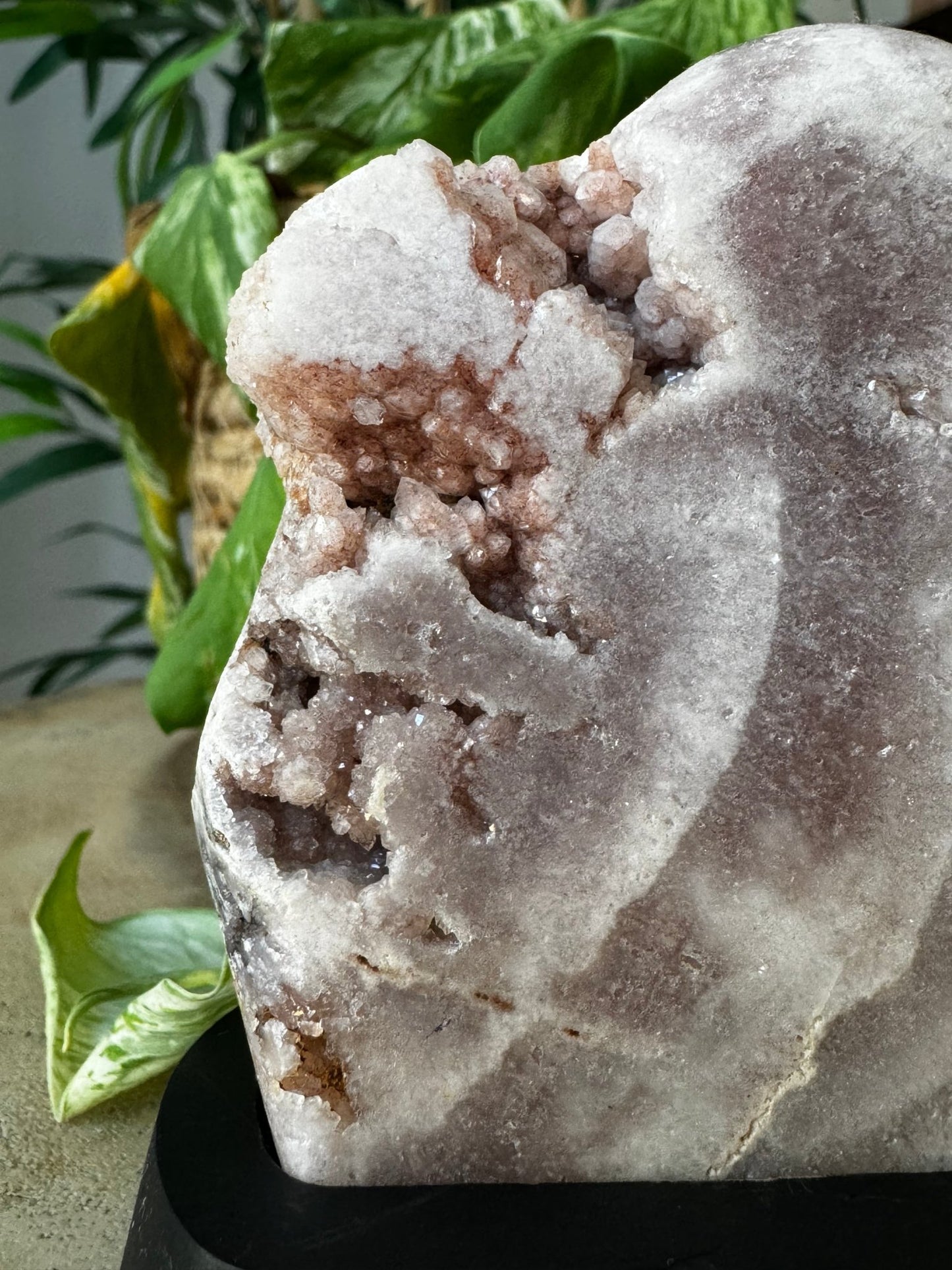 Pink Amethyst Slab on Wood Stand | 186g - The Crystal Valley