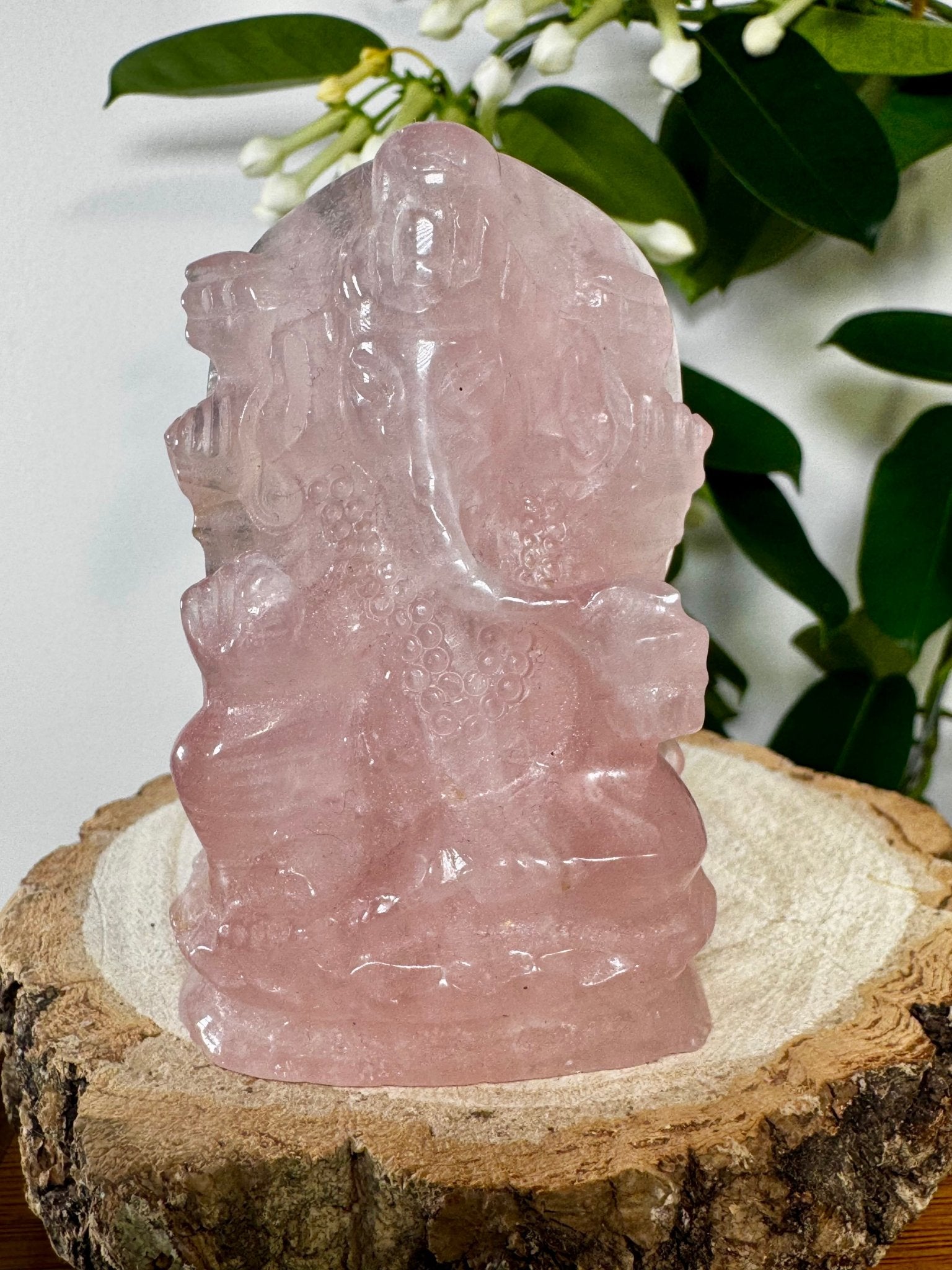 Rose Quartz Ganesh | 176g - The Crystal Valley