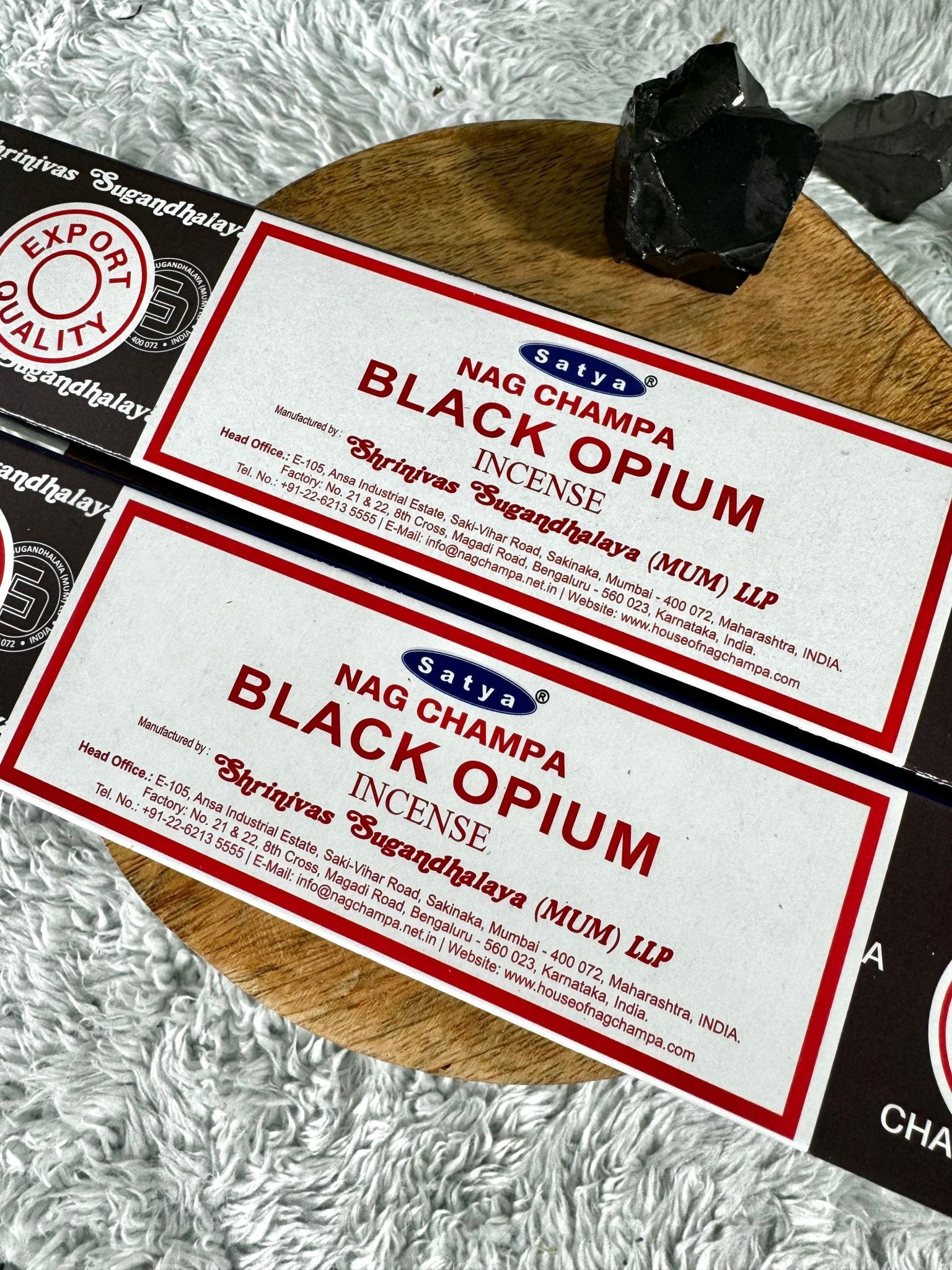 Satya Black Opium Incense | 15 (one box with 12 sticks) - The Crystal Valley