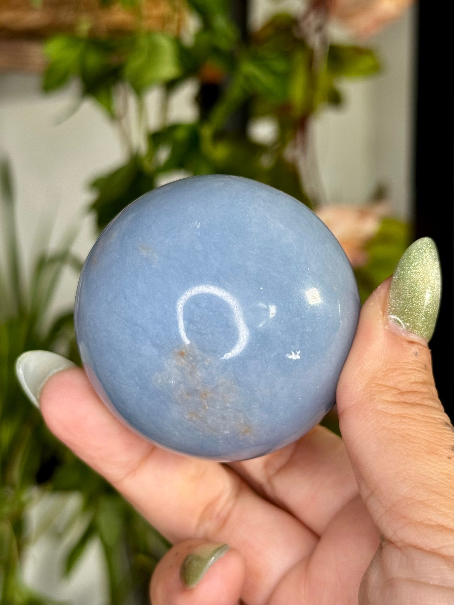 Small Angelite Sphere | 196g - The Crystal Valley