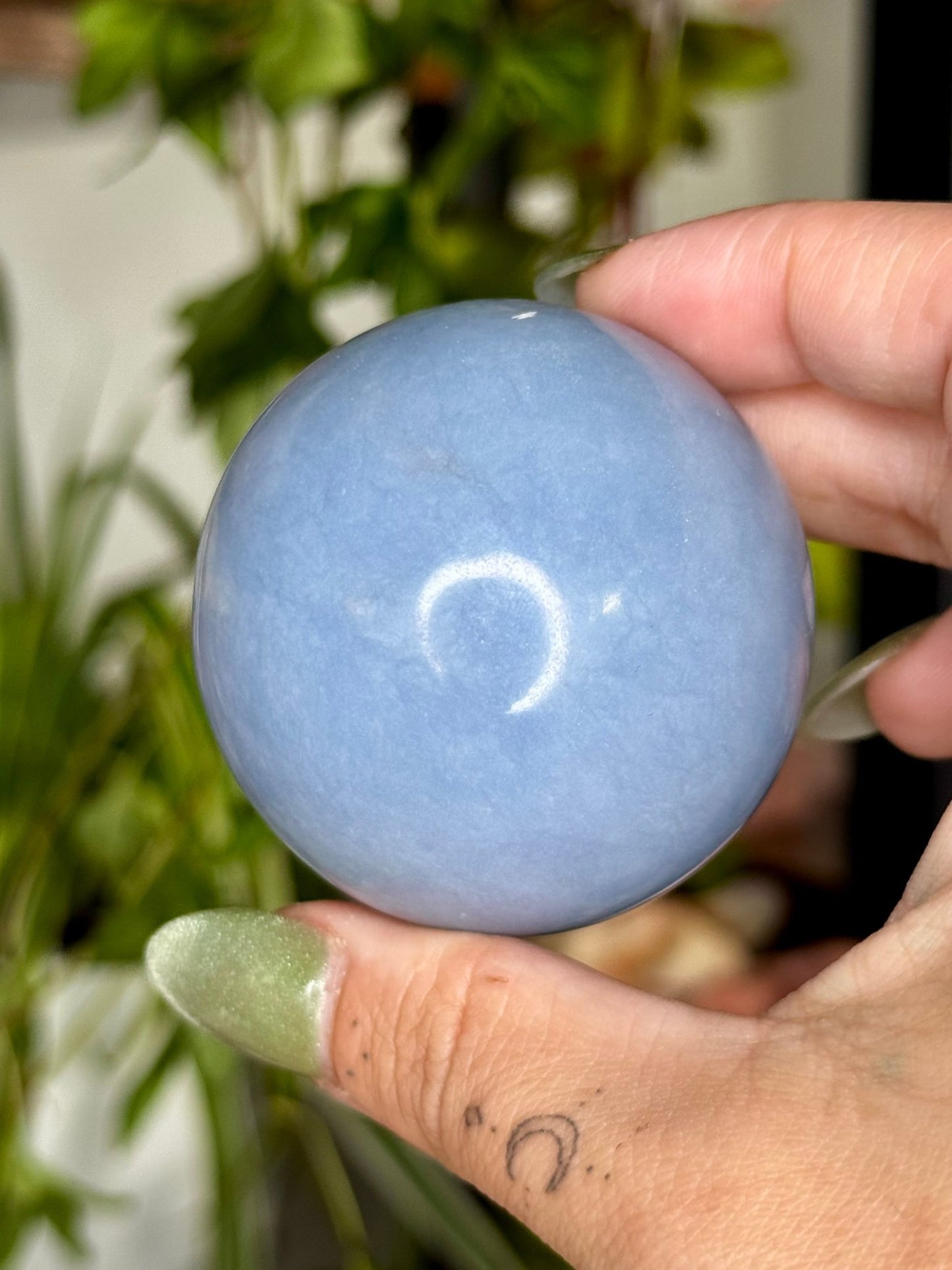 Small Angelite Sphere | 196g - The Crystal Valley