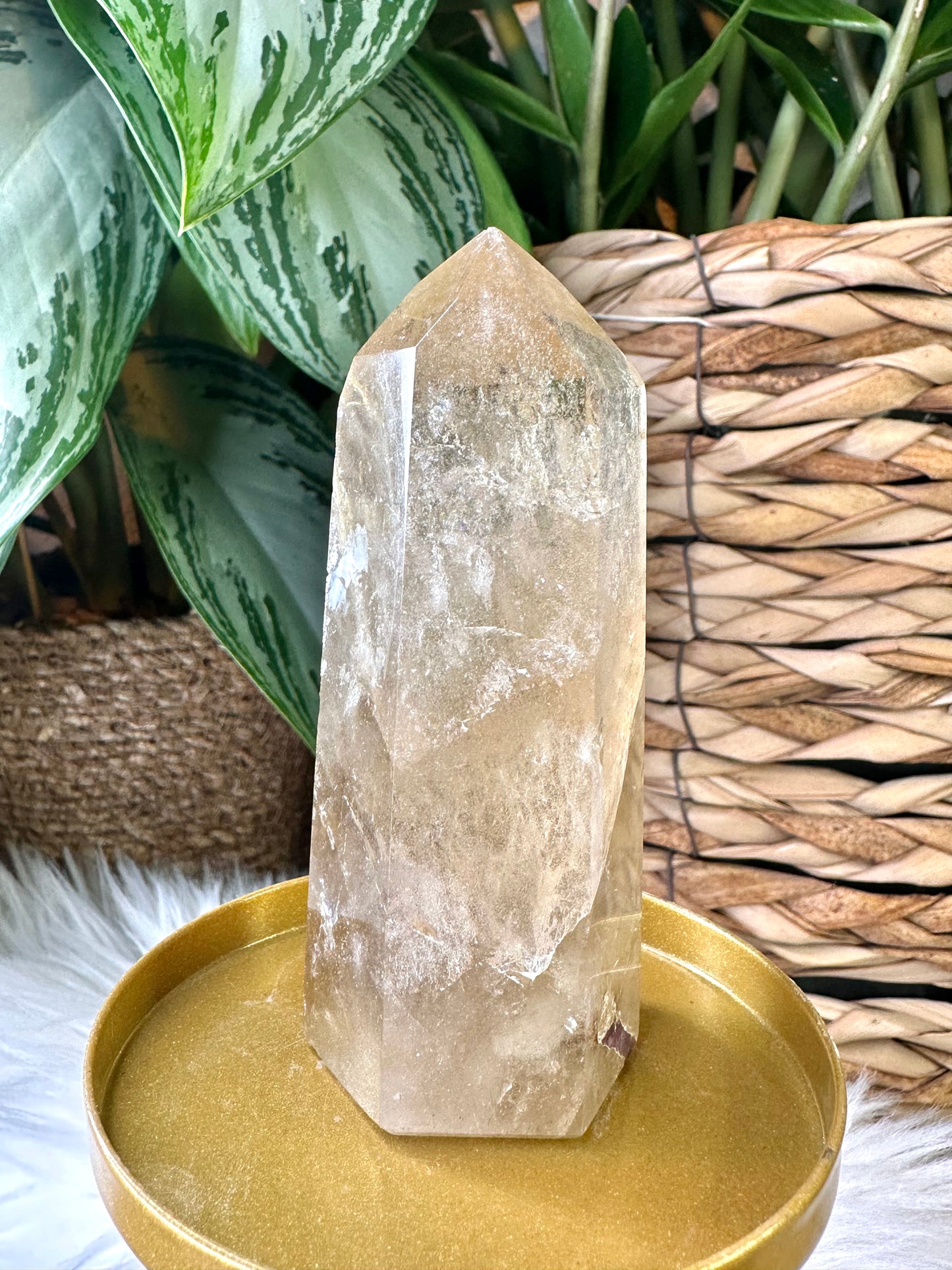 Natural Brazilian Citrine Tower with Lepidolite | 176g