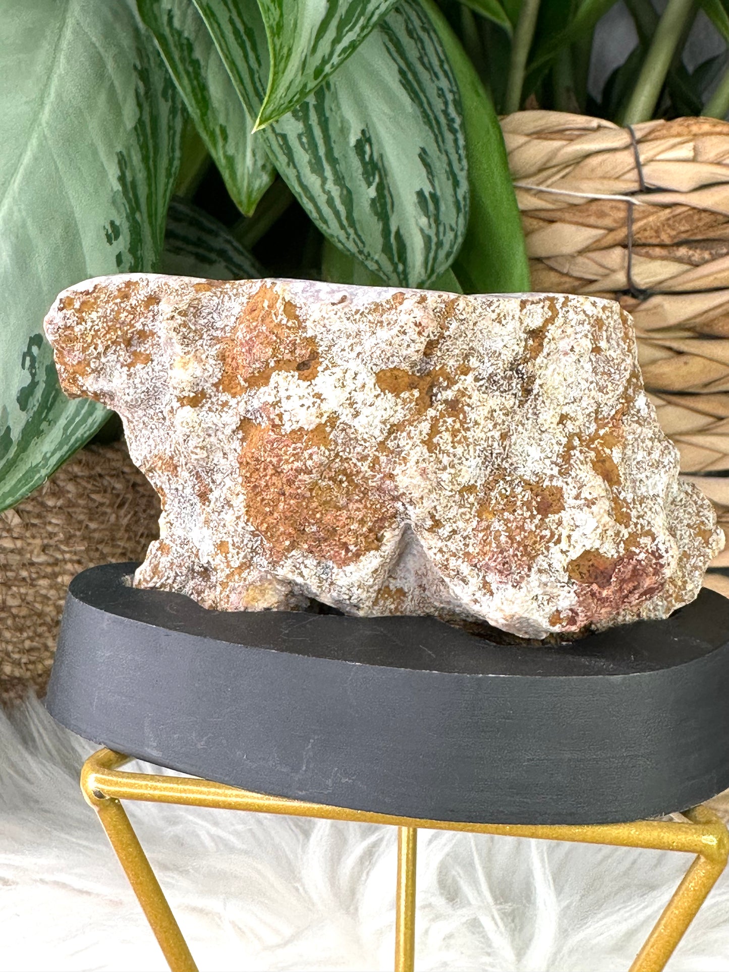 Pink Amethyst Slab on wood stand | PA 5
