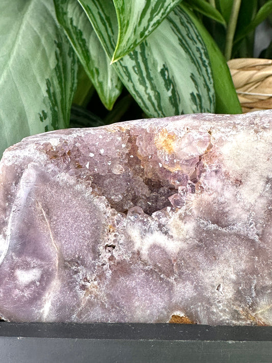 Pink Amethyst Slab on Wood Stand | PA 5