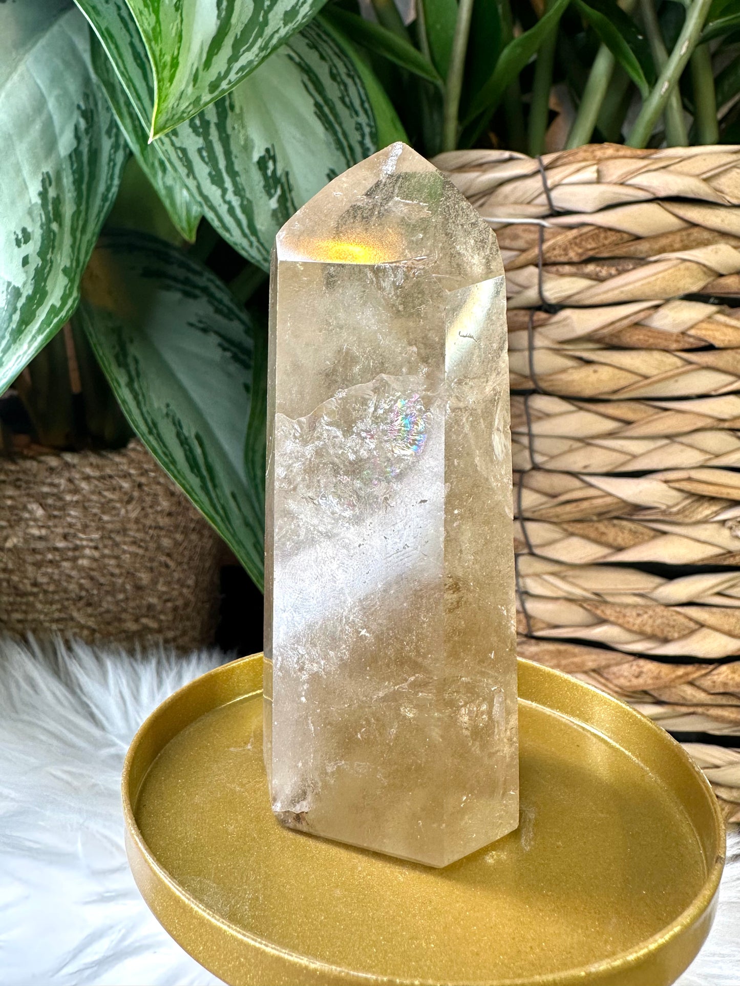 Natural Brazilian Citrine Tower with Lepidolite | 176g