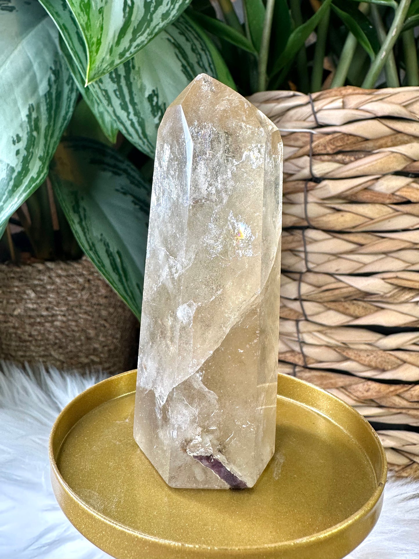 Natural Brazilian Citrine Tower with Lepidolite | 176g