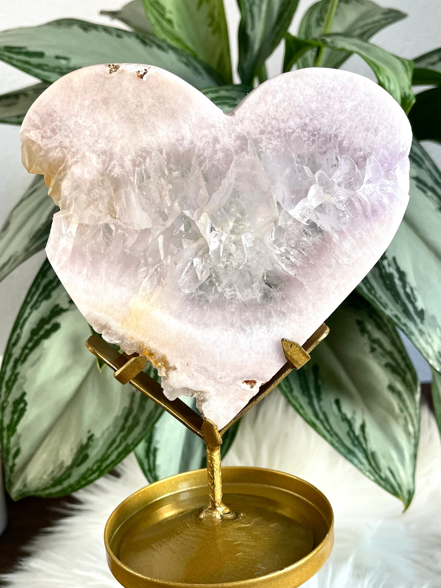 Amethyst Heart on Golden Stand